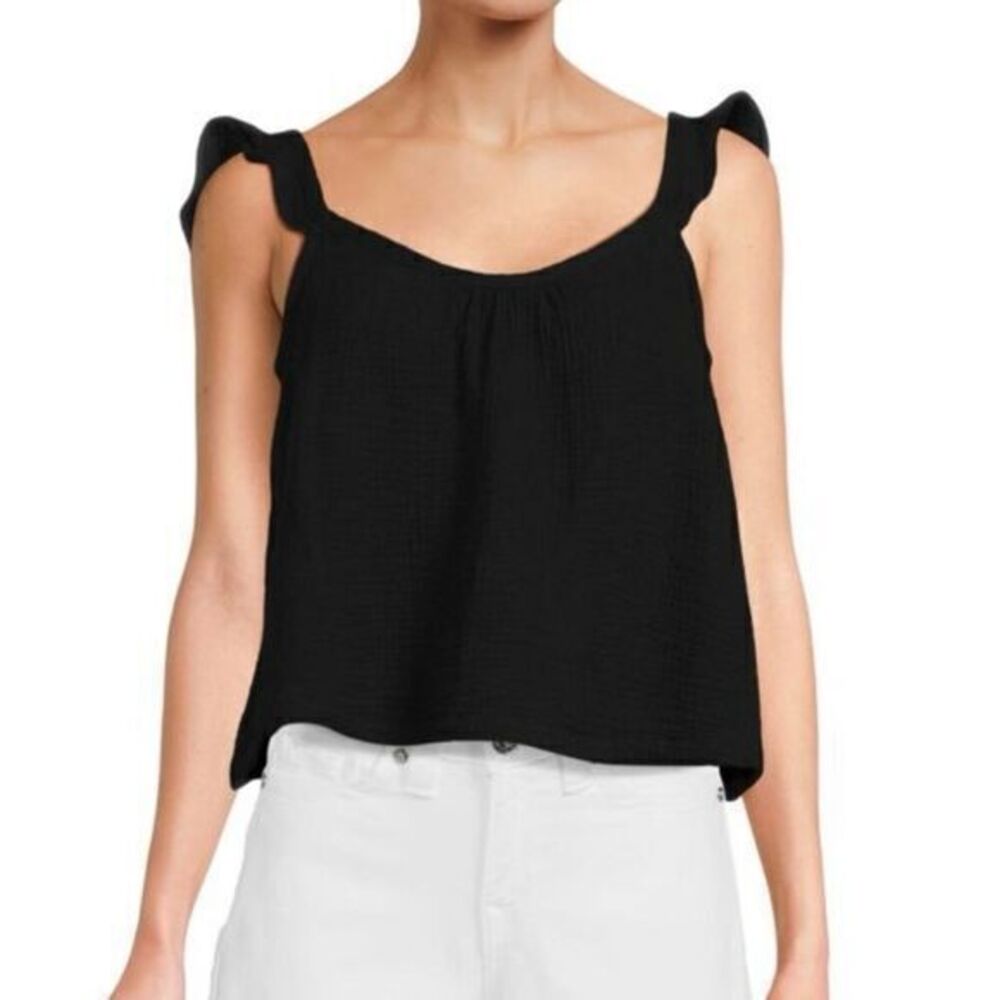 NWT Marine Layer Women's Black Jade Flutter Sleeve Tank Top Size S Casual Summer